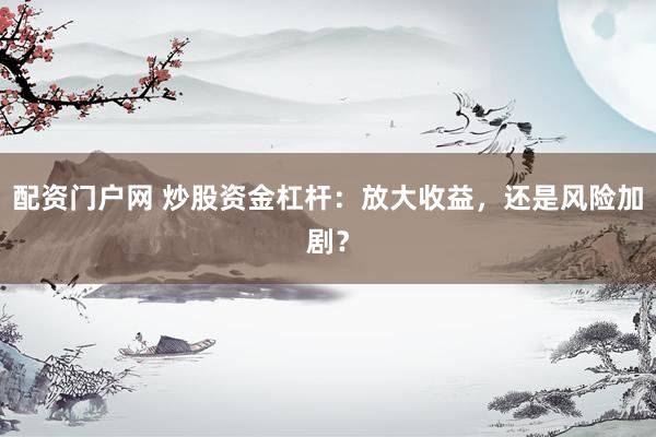 配资门户网 炒股资金杠杆:放大收益,还是风险加剧?