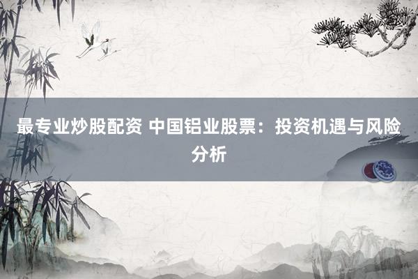 最专业炒股配资 中国铝业股票：投资机遇与风险分析