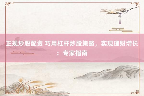 正规炒股配资 巧用杠杆炒股策略,实现理财增长:专家指南